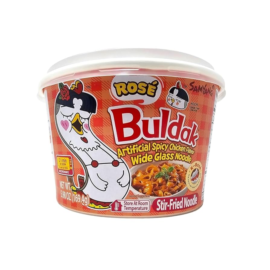 SY Rose Artificial Spicy Chicken Flavor Buldak Hot Sauce Wide Glass Noodle